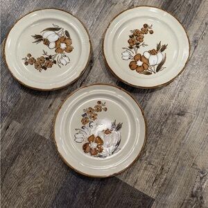 VTG Hearthside Autumn Fair Dinner Plates-set of 3. Hand painted. Japan
